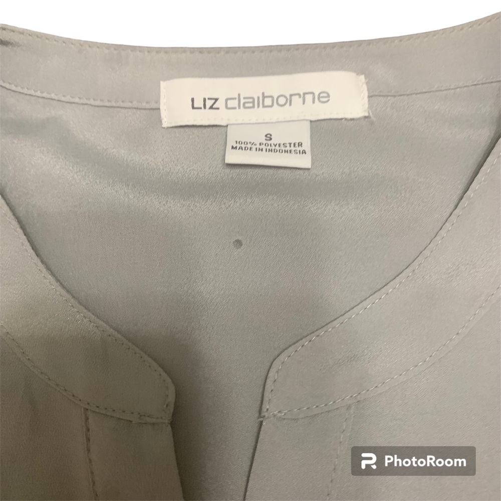 Liz Claiborne Silver Long Sleeve Dressy Rhinestone Button Up Blouse Ladies Sz S - Picture 3 of 10